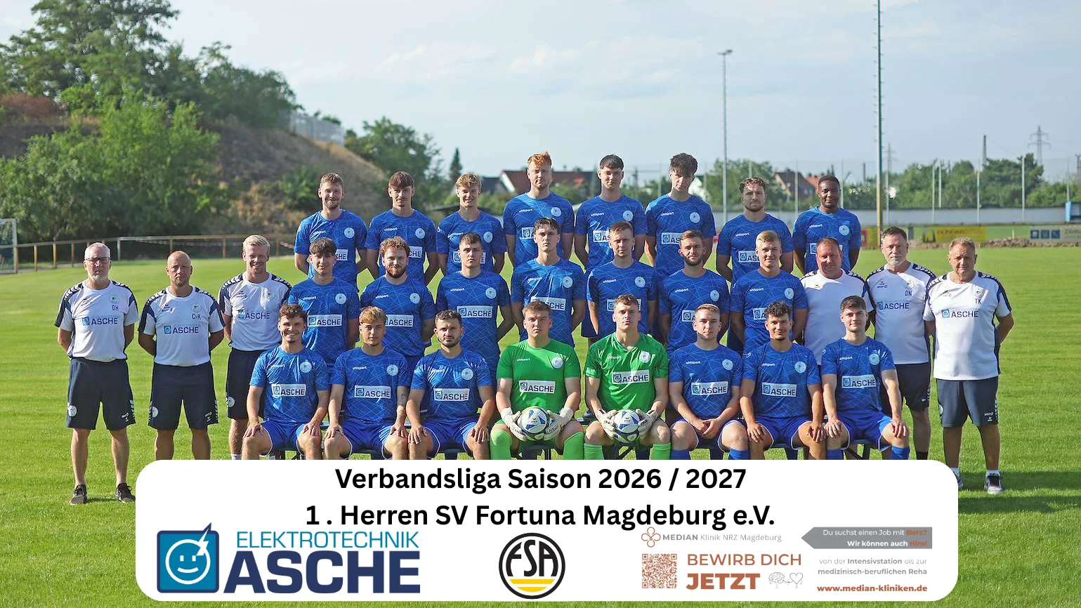 Mannschaftsfoto der 1. Herren des SV Fortuna Magdeburg, Verbandsliga Saison 2026/27
